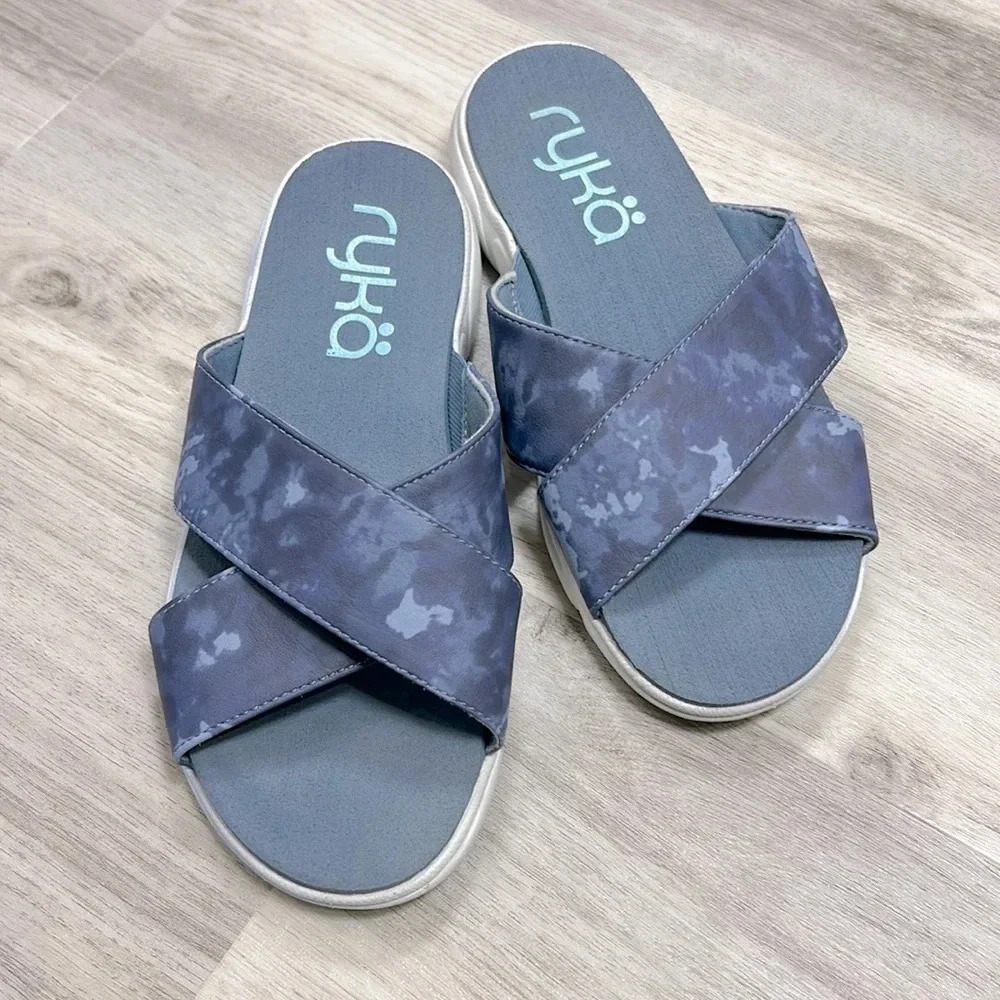 Women’s Ryka Malin Slides Slip-On Sandal‎ Shoes / Citadel Blue/ Size 7.5